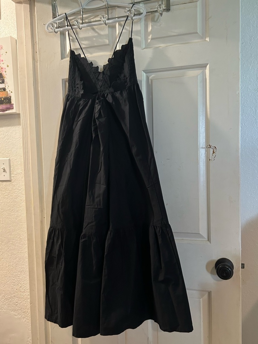 Zara Black Scalloped Neck Maxi Dress with Spaghetti Straps - Picture 3 of 4